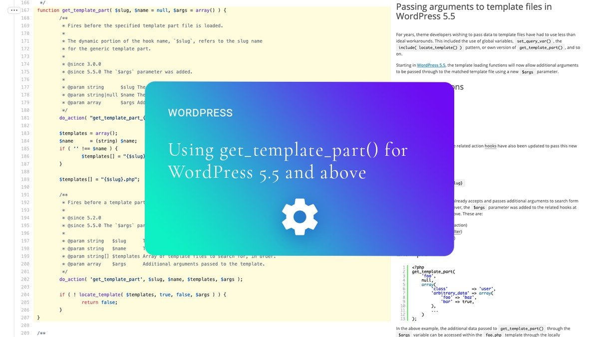 Using get_template_part() for WordPress 5.5 and above  